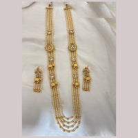 Jewel Addiction Ethnic Pota Stone And Pearl Meenakari Long Necklace Set