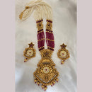 Jewel Addiction Ethnic Pota Stone And Pearl Long Necklace Set