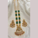 Jewel Addiction Ethnic Pota Stone And Pearl Long Necklace Set