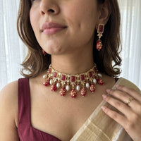 Jewel Addiction Polki Kundan Stone And Beads Choker Necklace Set
