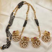 Jewel Addiction Pota Stone And Pearl Designer Elephant Motif Mangalsutra