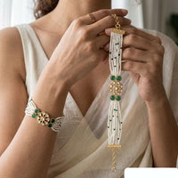 Jewel Addiction Polki Kundan Stone And Pearl Designer Openable Bracelet
