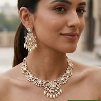 Jewel Addiction Classic Polki Kundan Stone And Pearl Necklace Set