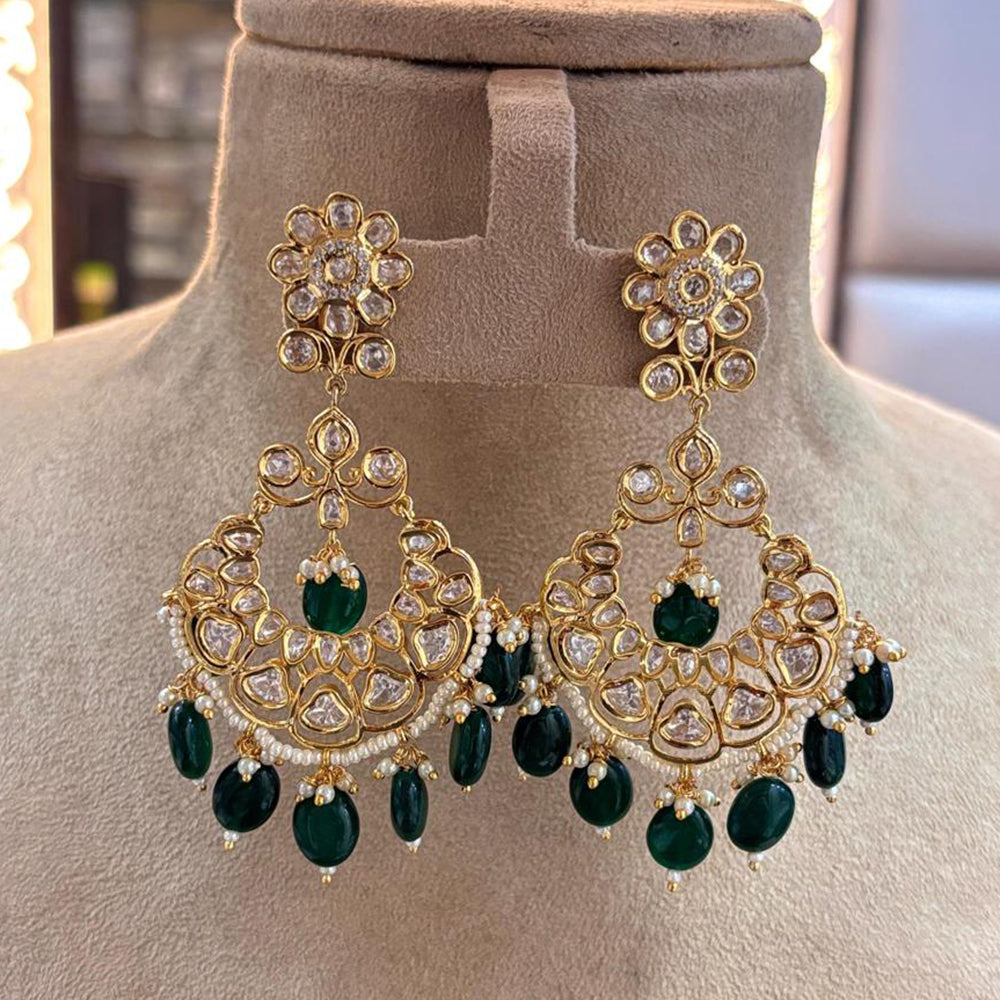 Jewel Addiction Designer Polki kundan Stone And Beads Dangler Earrings