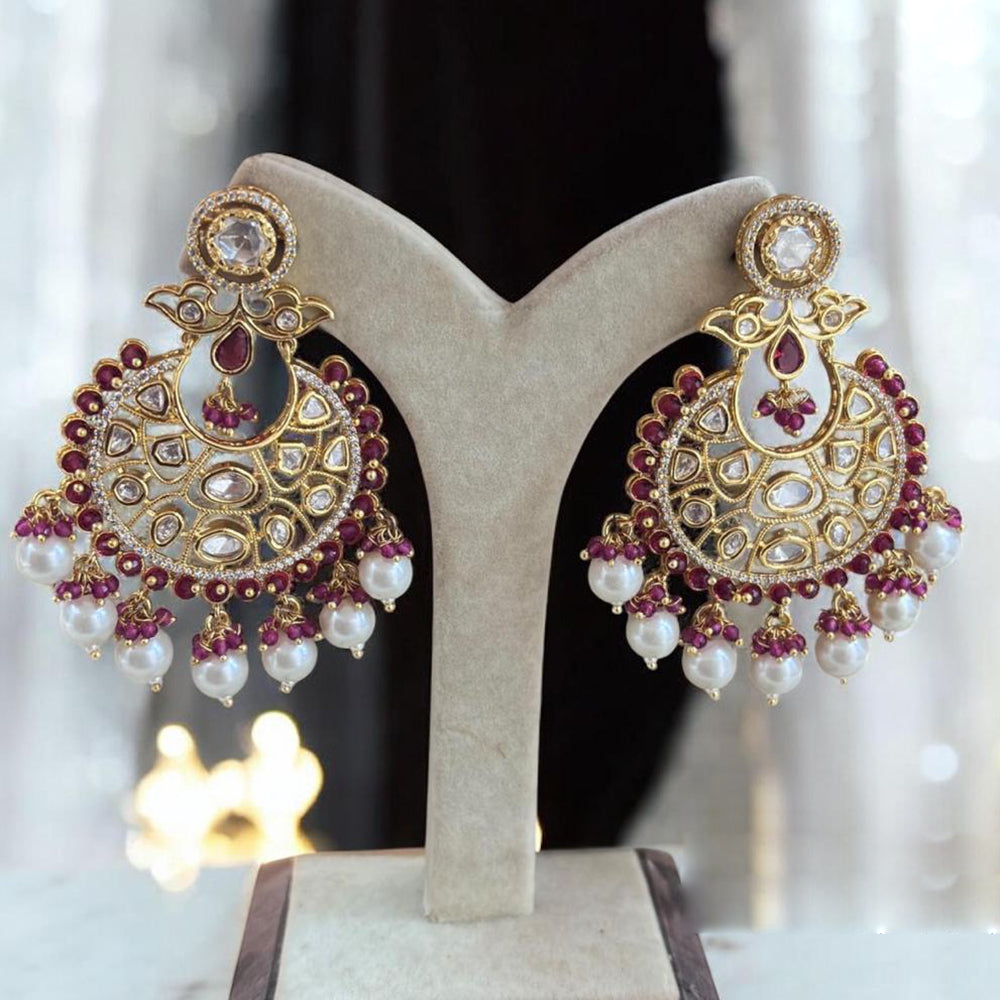 Jewel Addiction Designer Polki kundan Stone And Beads Dangler Earrings