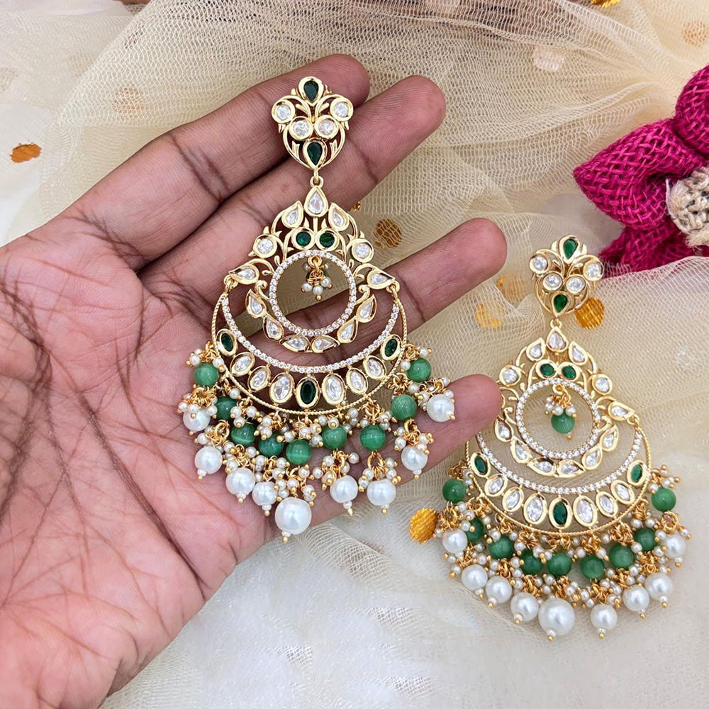 Jewel Addiction Designer Polki kundan Stone And Beads Dangler Earrings