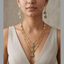 Jewel Addiction Ethnic Pota Stone And Pearl Multi Layer Necklace Set