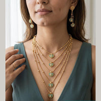 Jewel Addiction Ethnic Pota Stone And Pearl Multi Layer Necklace Set