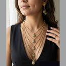 Jewel Addiction Ethnic Pota Stone And Pearl Multi Layer Necklace Set