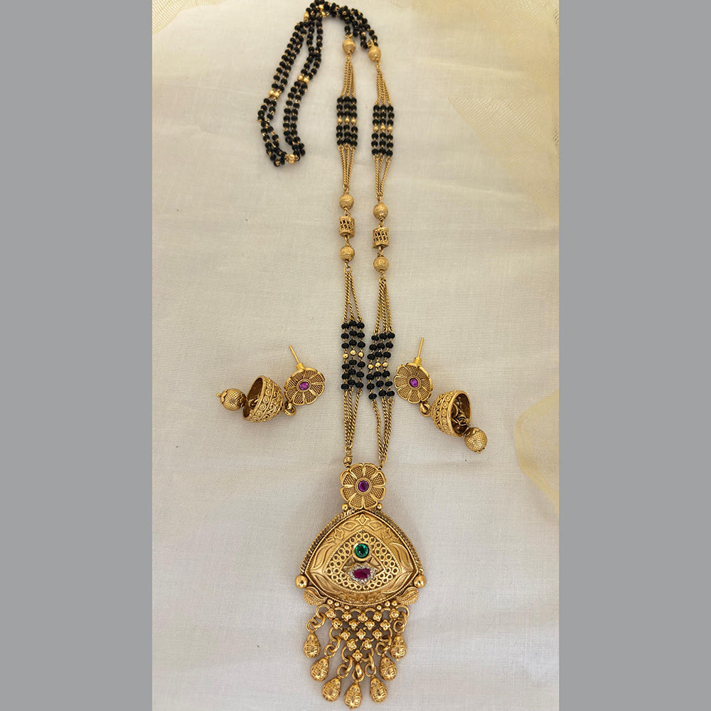 Jewel Addiction Pota Stone And Pearl Designer Black Beads Mangalsutra