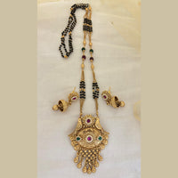 Jewel Addiction Pota Stone And Pearl Designer Black Beads Mangalsutra