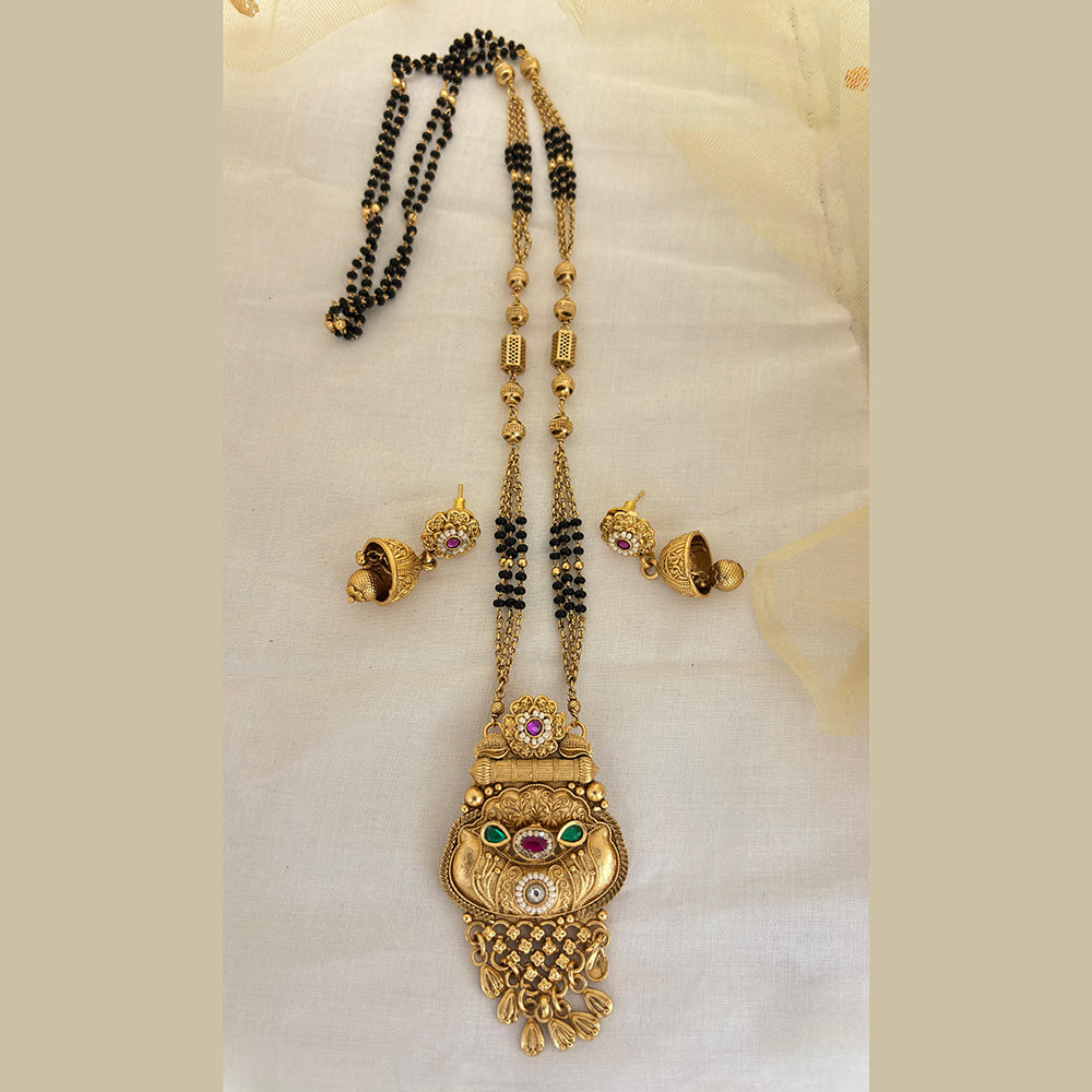 Jewel Addiction Pota Stone And Pearl Designer Black Beads Mangalsutra
