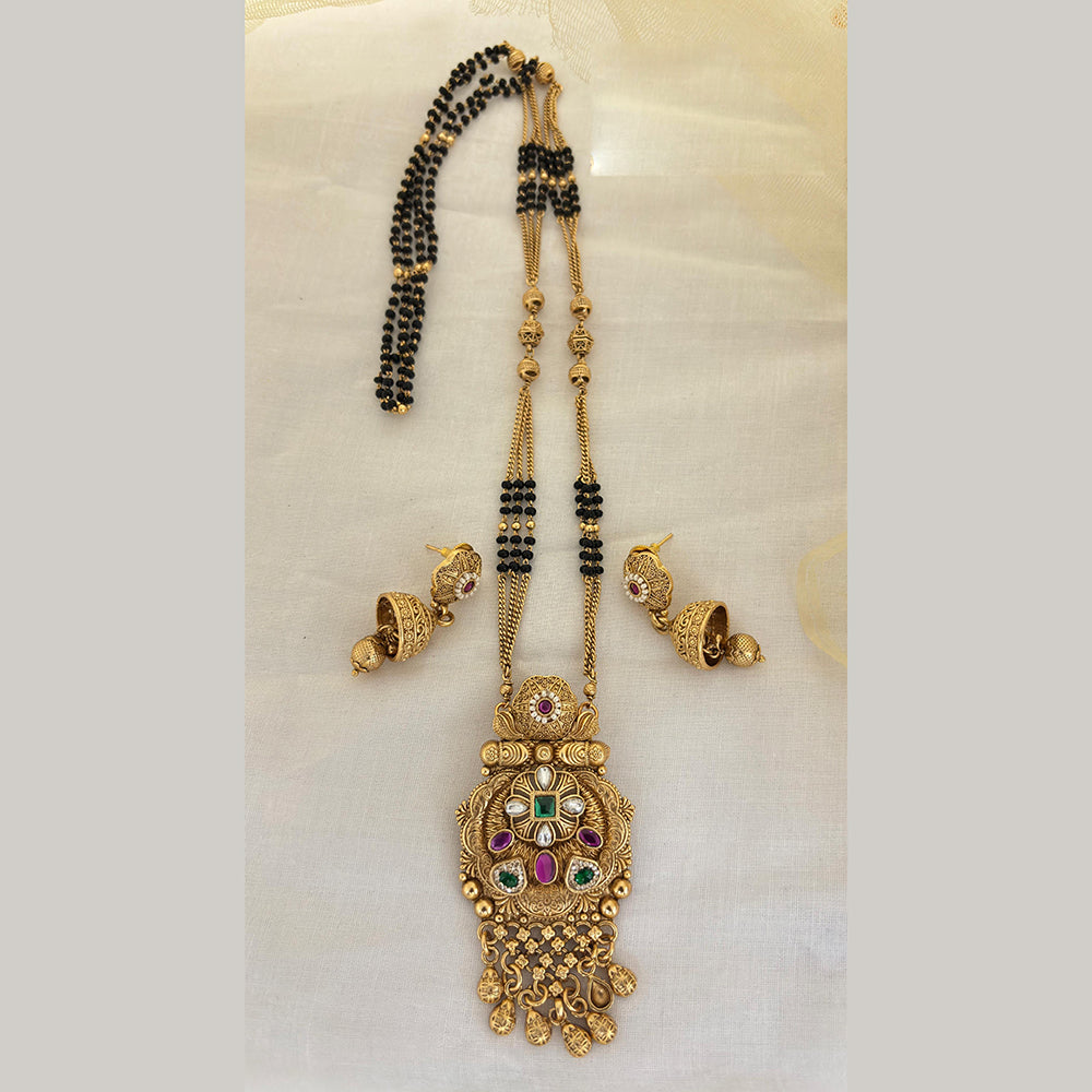 Jewel Addiction Pota Stone And Pearl Designer Black Beads Mangalsutra