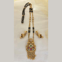 Jewel Addiction Pota Stone And Pearl Designer Black Beads Mangalsutra
