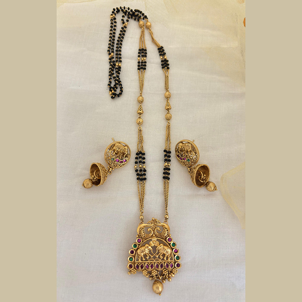 Jewel Addiction Pota Stone And Pearl Designer Black Beads Mangalsutra