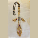 Jewel Addiction Pota Stone And Pearl Designer Black Beads Mangalsutra