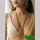 Jewel Addiction Ethnic Pota Stone And Pearl Long Necklace Set