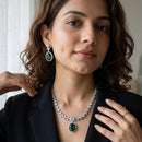 Jewel Addiction Rhodium Plated Classic American Diamond Necklace Set