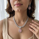 Jewel Addiction Rhodium Plated Classic American Diamond Necklace Set