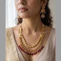 Jewel Addiction Premium Pota Stone And Pearl Necklace Set