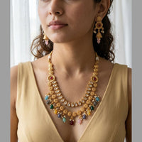 Jewel Addiction Premium Pota Stone And Pearl Necklace Set