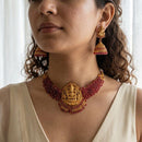 Jewel Addiction Traditional Pota Stone And Pearl Temple Choker Necklace Set