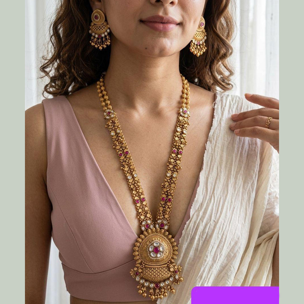 Jewel Addiction Traditional Pota Stone And Beads Long Necklace Set