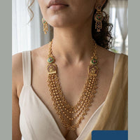 Jewel Addiction Traditional Pota Stone And Beads Long Necklace Set