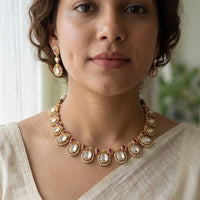 Jewel Addiction Classic Polki Kundan Stone Necklace Set