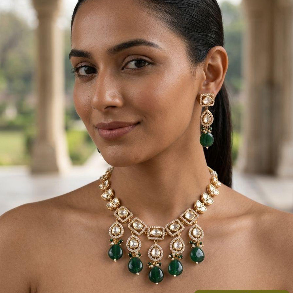 Jewel Addiction Classic Polki Kundan And Ad Stone Necklace Set