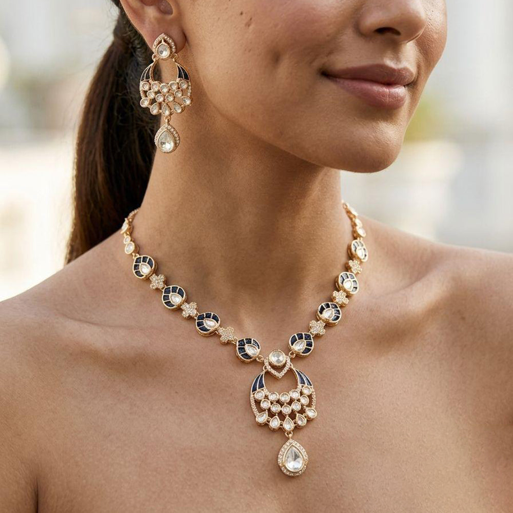 Jewel Addiction Classic  Kundan Stone And Meenkari Necklace Set