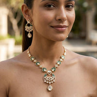 Jewel Addiction Classic  Kundan Stone And Meenkari Necklace Set