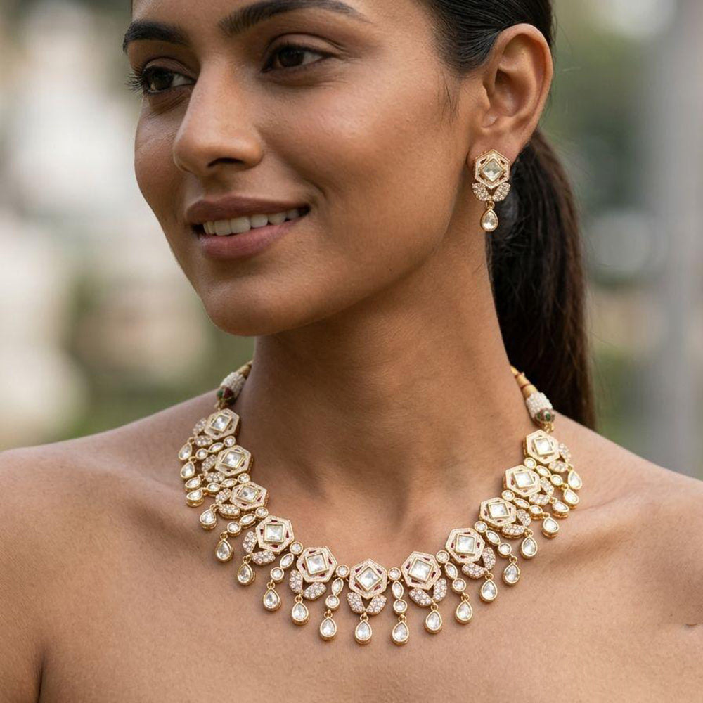 Jewel Addiction Real Polki Kundan Stone Necklace Set