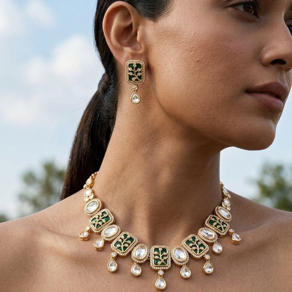 Jewel Addiction Crystal And AD Stone Necklace Set