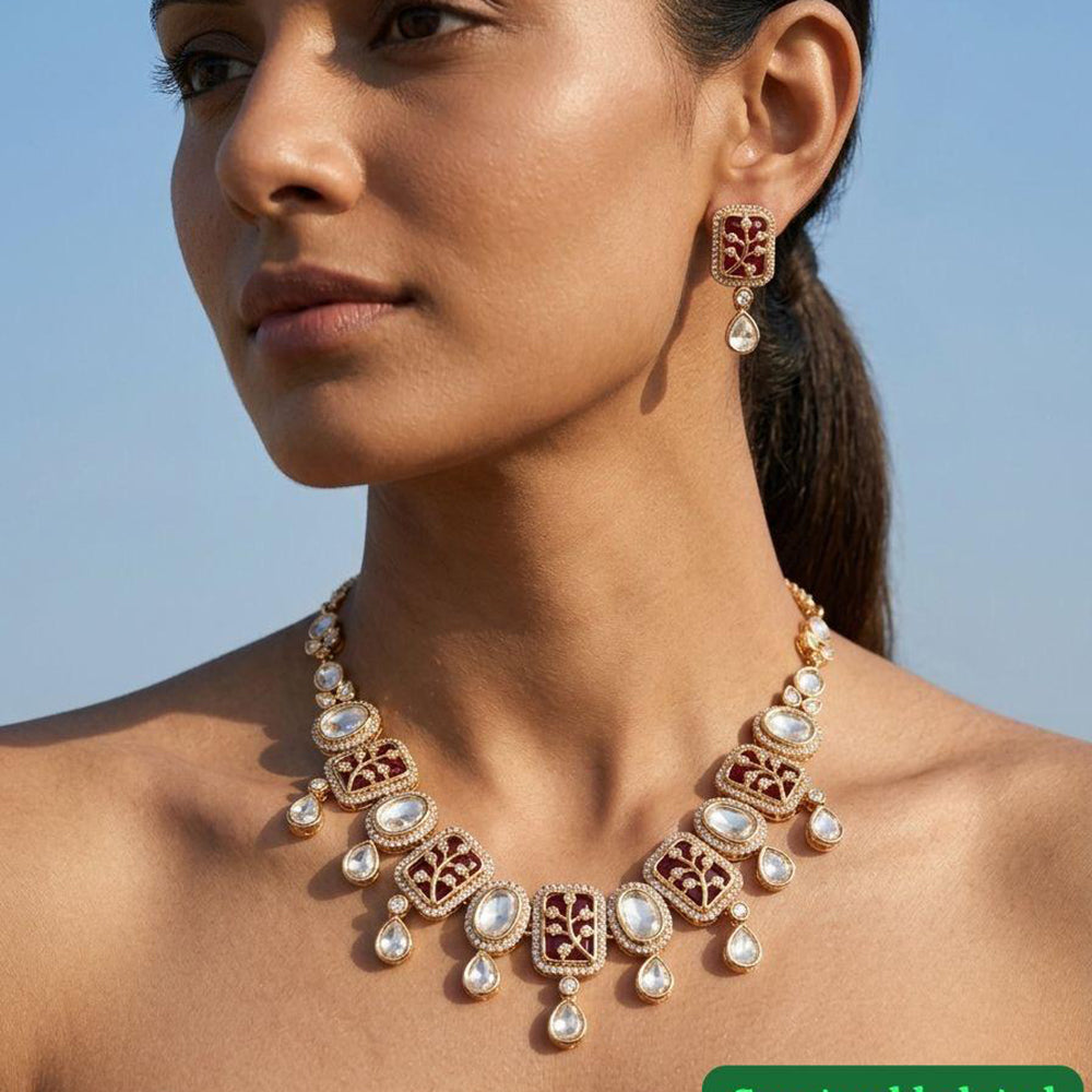 Jewel Addiction Crystal And AD Stone Necklace Set