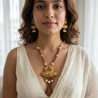 Jewel Addiction Elegant Pota Stone And Beaded Traditional Necklace Set