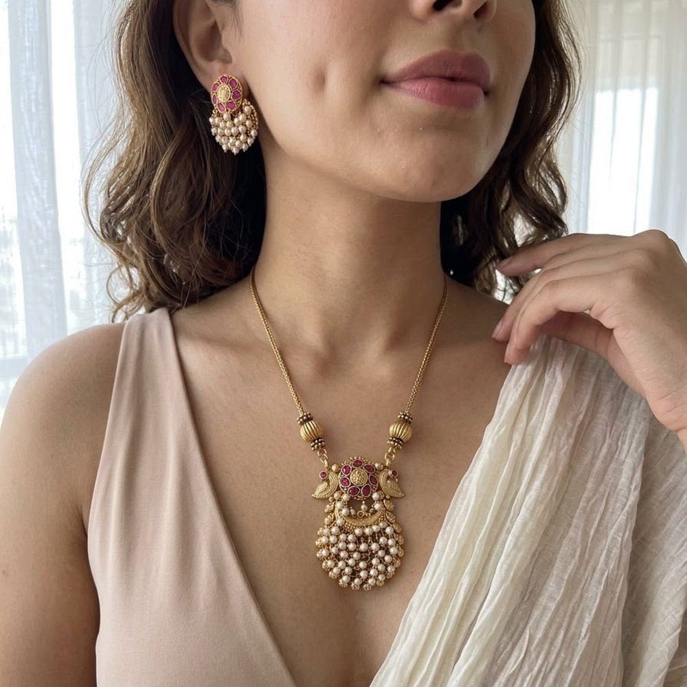 Jewel Addiction Stunning Pota Stone And Pearl Designer Jewellery Set