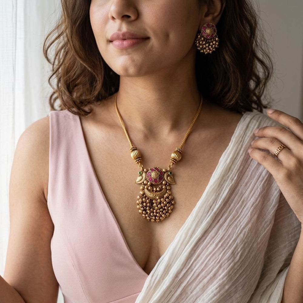 Jewel Addiction Stunning Pota Stone And Pearl Designer Jewellery Set