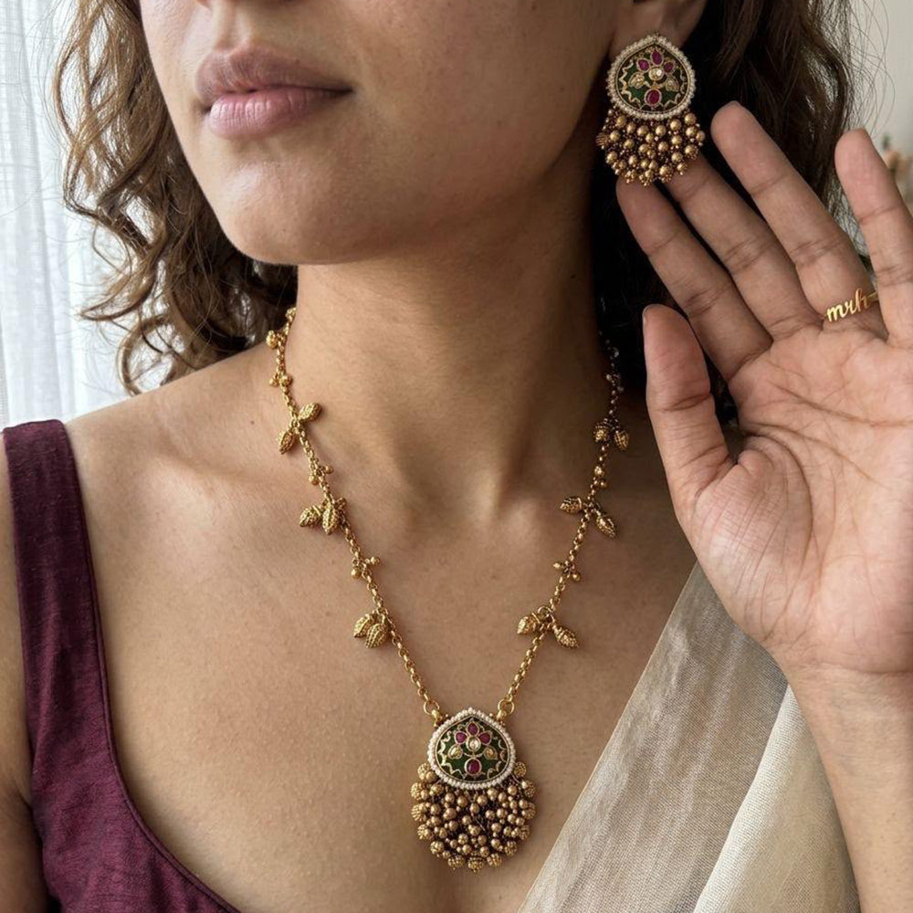 Jewel Addiction Stunning Pota Stone And Pearl Designer Jewellery Set