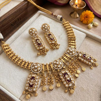 Jewel Addiction Traditional Pota Stone And Pearl Necklace Set