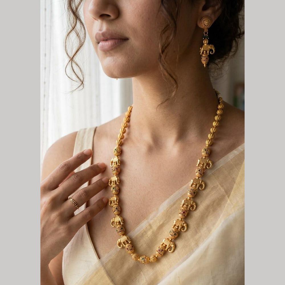 Jewel Addiction Designer Pota Stone And Beaded Long Necklace Set for Women