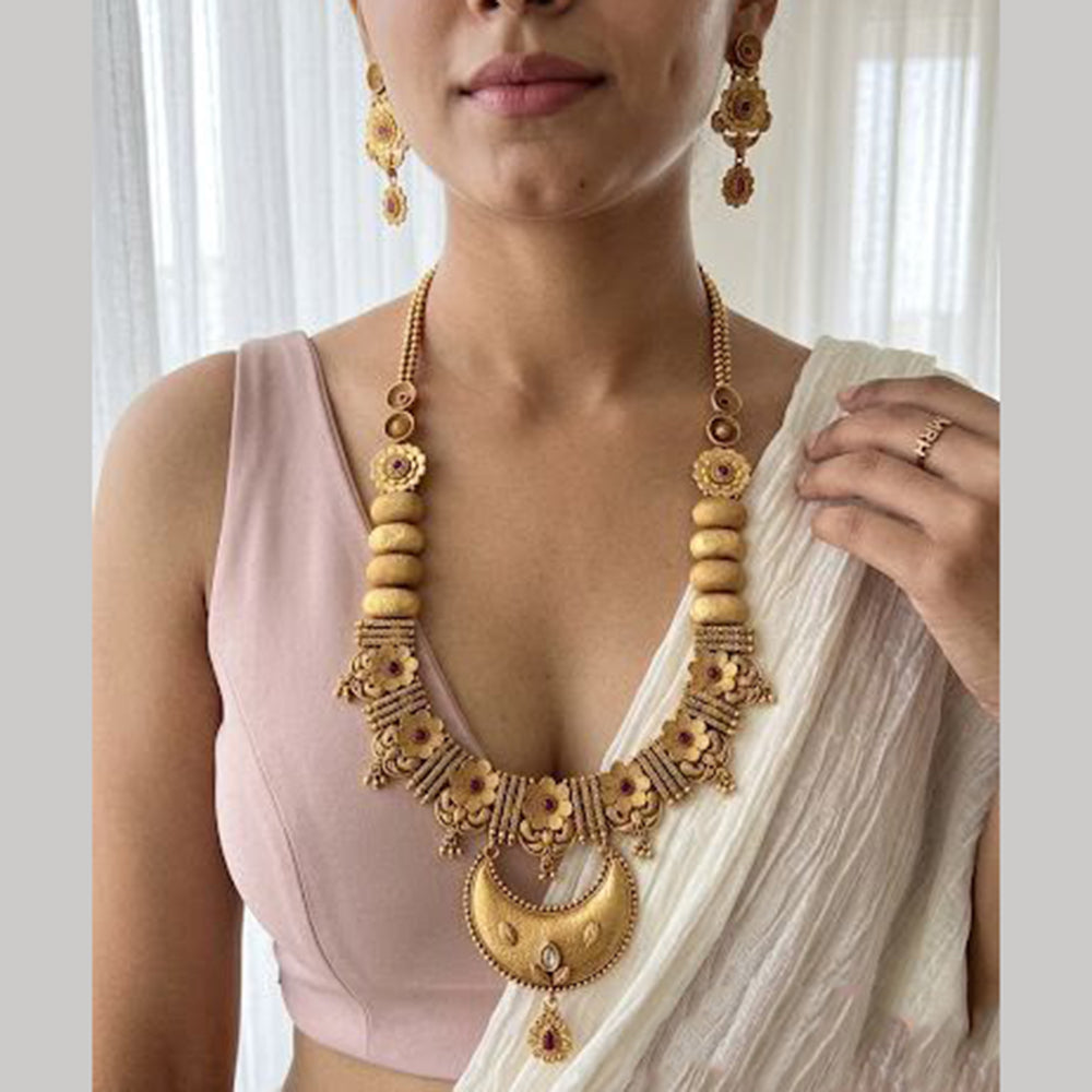 Jewel Addiction Traditional Pota Stone Long Necklace Set