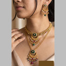 Jewel Addiction Gold Plated Traditional Pota Kundan Stone Double Necklace Set