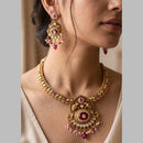 Jewel Addiction Gold Plated Traditional Pota Kundan Stone Necklace Set