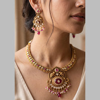 Jewel Addiction Gold Plated Traditional Pota Kundan Stone Necklace Set