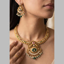 Jewel Addiction Gold Plated Traditional Pota Kundan Stone Necklace Set