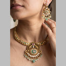 Jewel Addiction Gold Plated Traditional Pota Kundan Stone Necklace Set