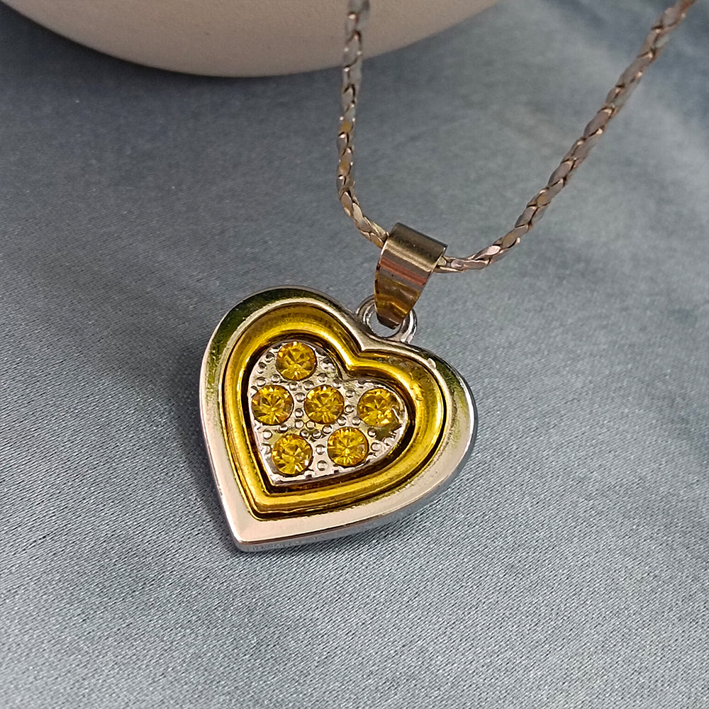Urthn Heart Shape Austrian Stone Chain Pendant (Pack Of 6)