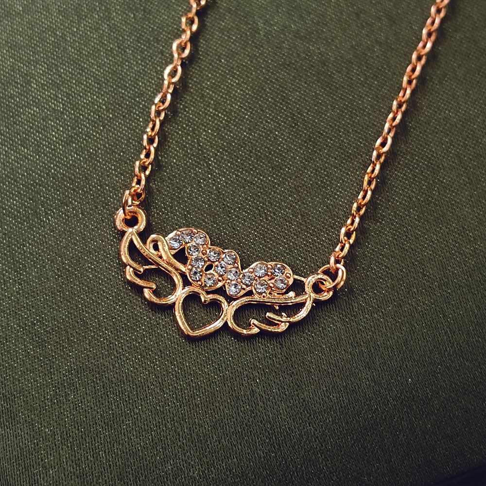 Darshana Jewels Rose Gold Plated Love  Auatrian Stone Chain Pendant