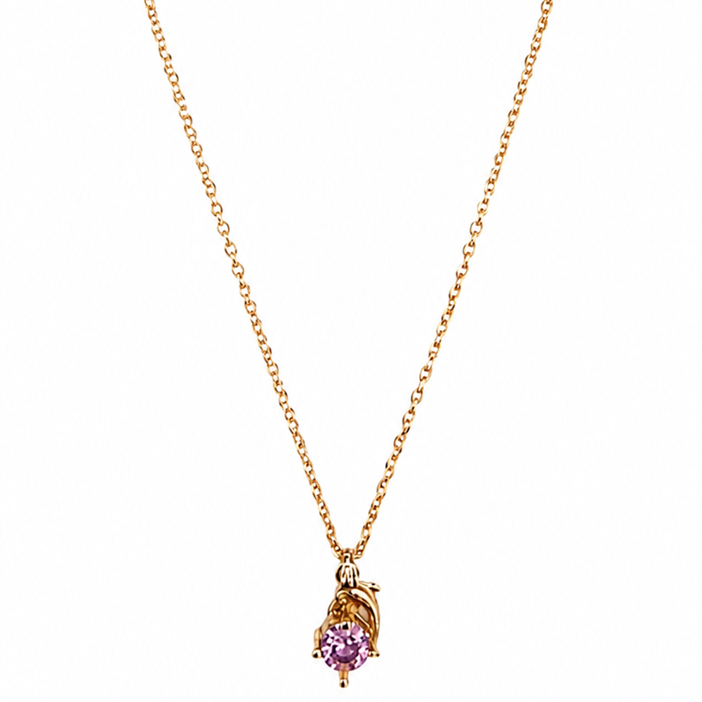 Urthn Crystal Stone Dolphin Chain Pendant For Women/ Girls (Pack of 12)